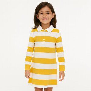 wonder nation Rugby Polo Striped Dress Gold White Long Sleeve S 6 6X New